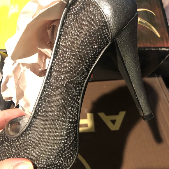 style and Co. size 6 1/2 only worn once silver glitter heels. - Picture 6 of 12